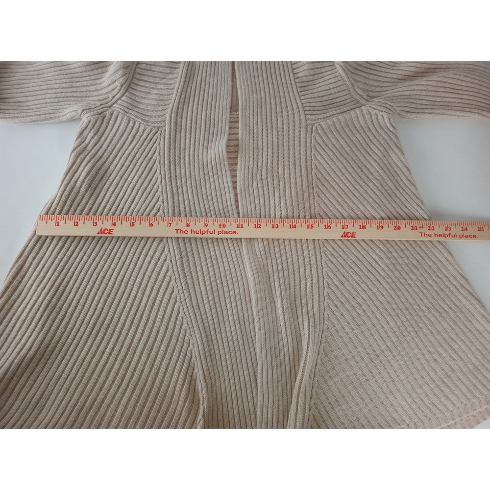 New York & Company Women's Beige Stripe Knit Open Front Cardigan sz L - Picture 4 of 9